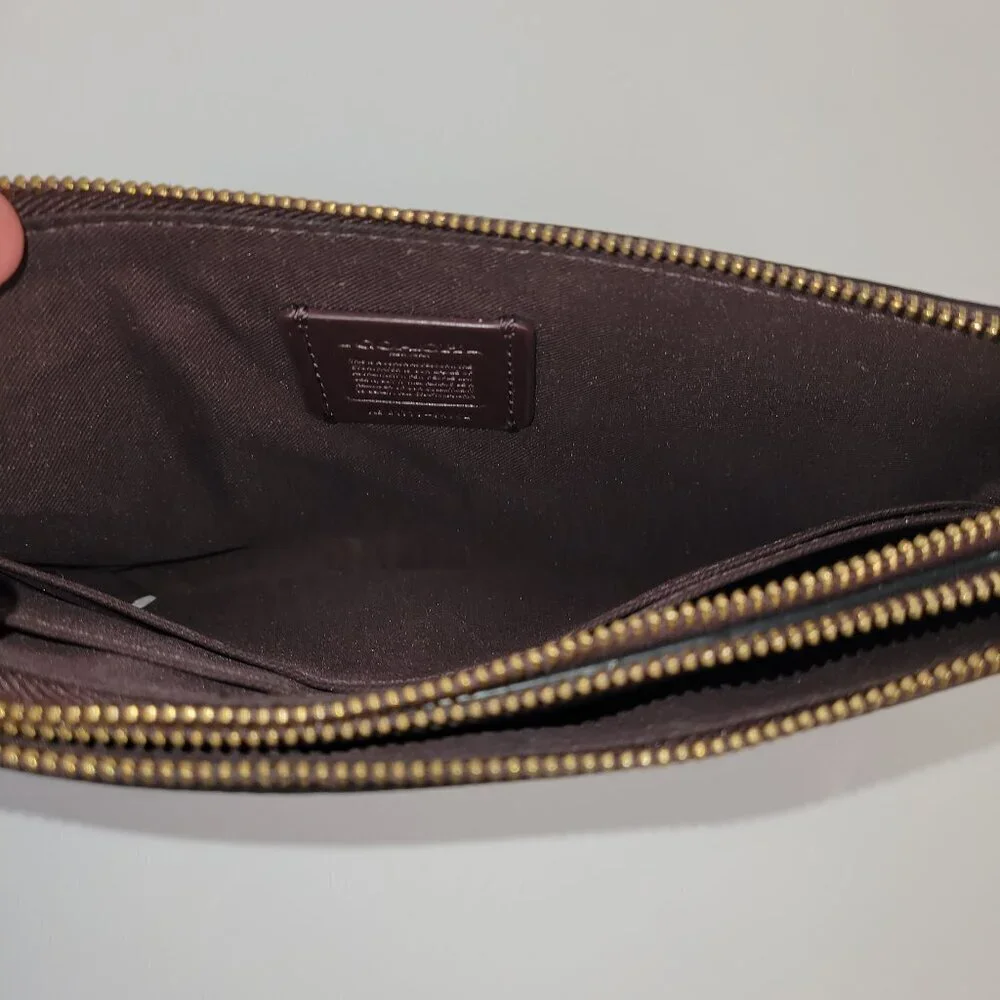 Coach Double Zip Brown Pebble Leather Wallet Wristlet Style Number 54052 - Picture 3 of 8
